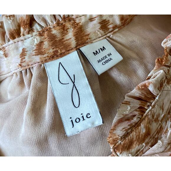 JOIE Womens Size Medium Cap Sleeve Keyhole Neck Cropped Boho Tribal Print Shirt - Picture 8 of 8